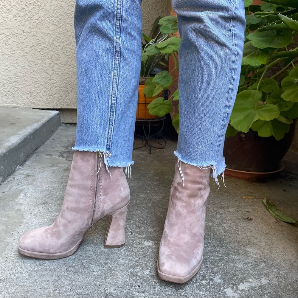 Dark cream Sam Edelman brushed suede booties